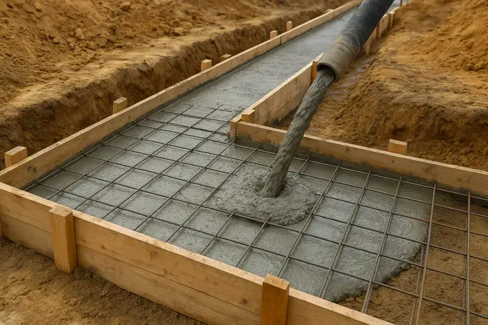 Заливка ленточного фундамента